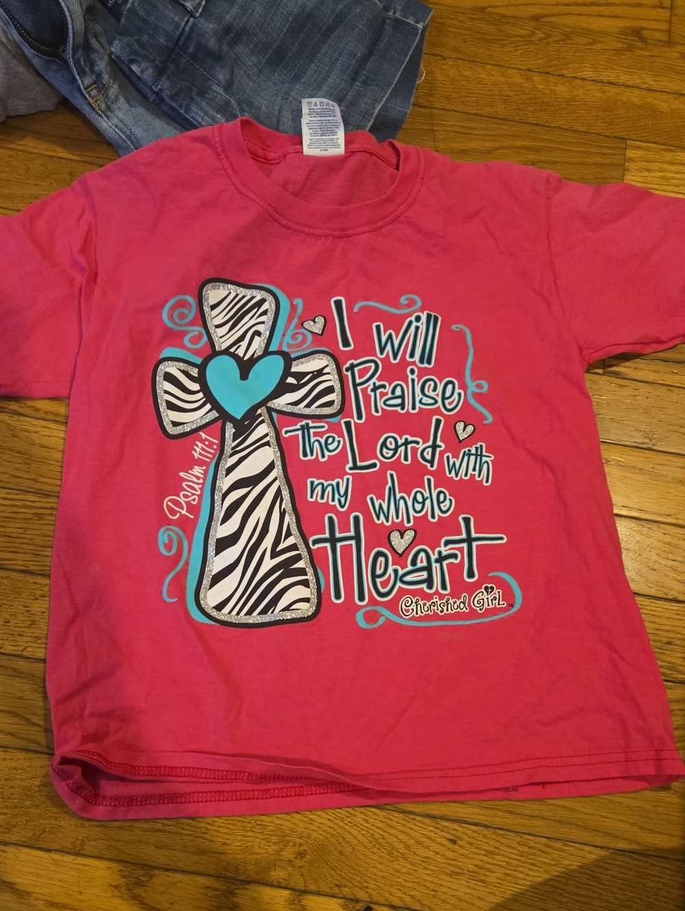 Cherished Girl- Girls Faith-Based Heart Cross Design Psalm 11:1